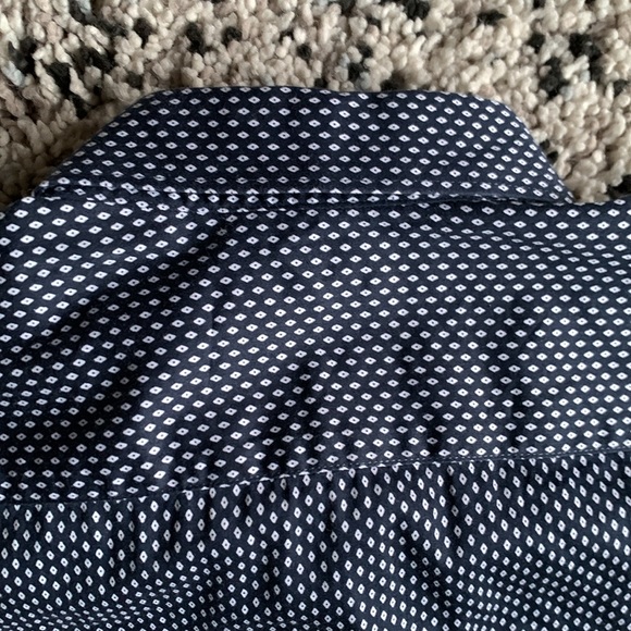 Ted Baker London Short Sleeve Shirt Button Down Casual Dress Navy Blue White 4 L - Picture 9 of 13